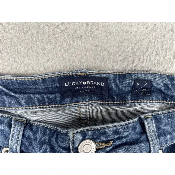 Lucky Brand Bermuda Jean Shorts Womens 31 x 6.5 The Roll Up Dark Wash Mid Rise - Picture 2 of 10